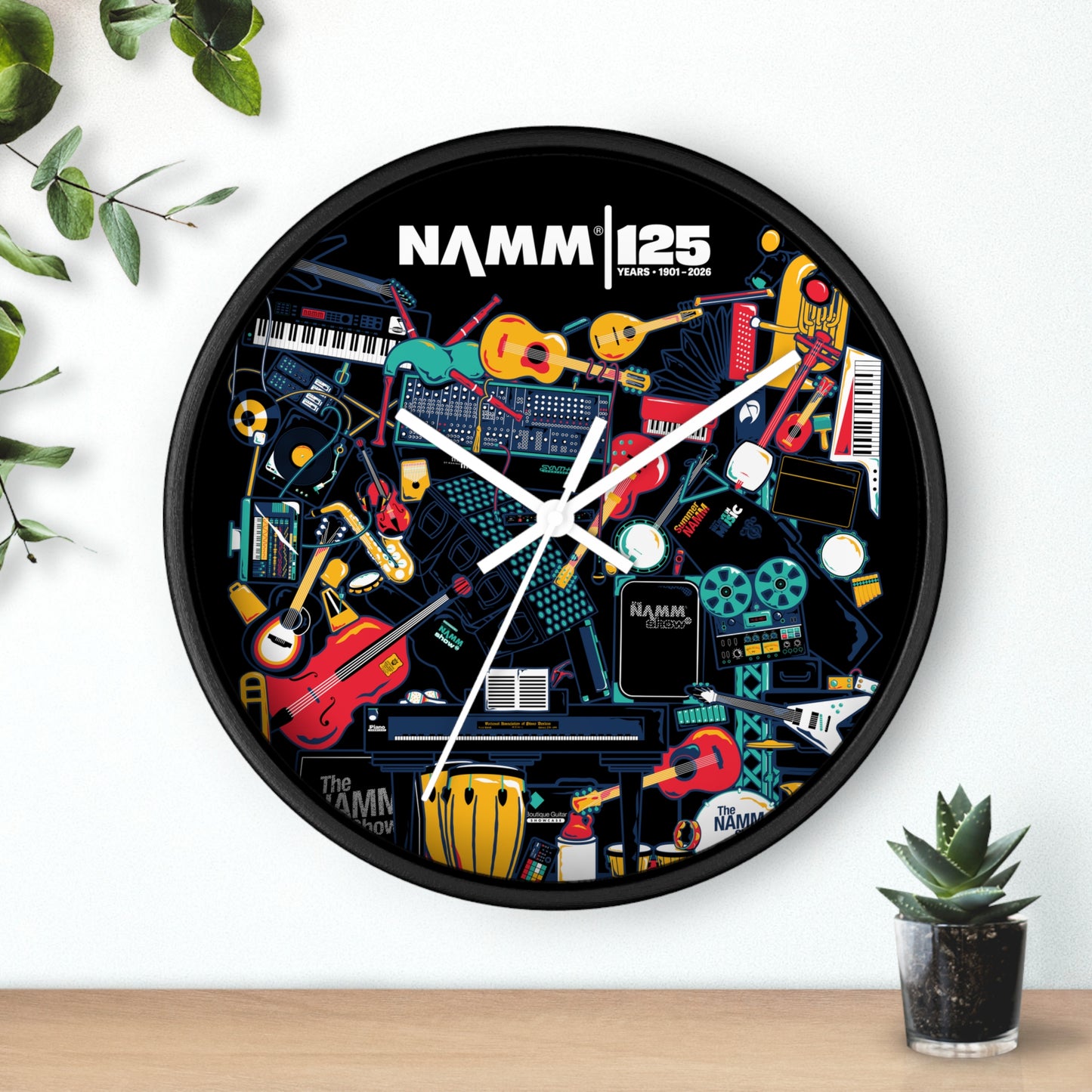 NAMM 125th Anniversary Musical Instruments Collage Wall Clock