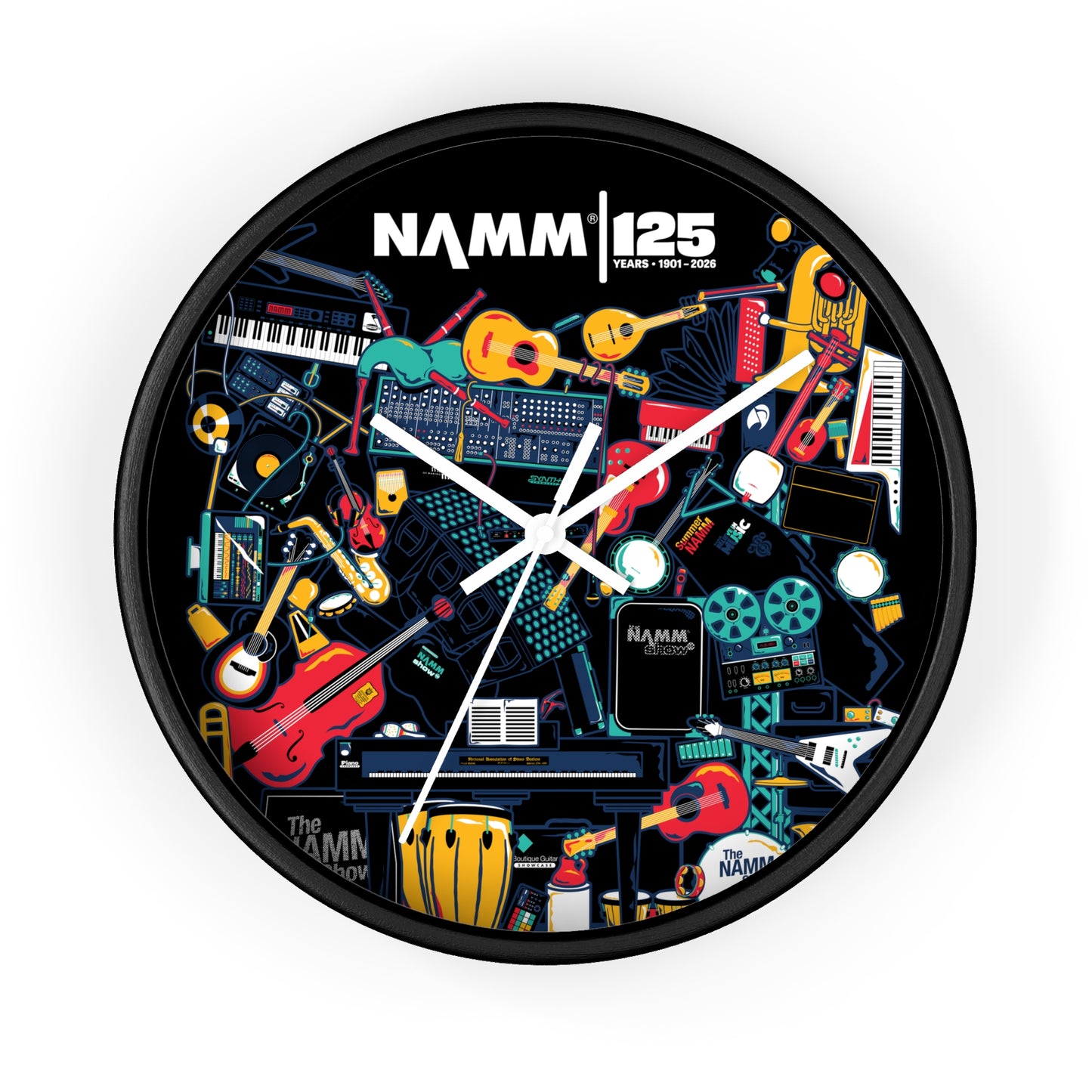 NAMM 125th Anniversary Musical Instruments Collage Wall Clock